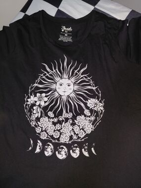 Fleurish Black Graphic Tee with White Label Print